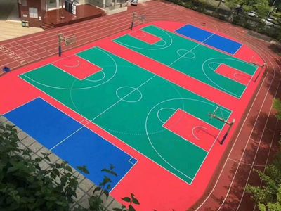 天津市大港油田籃球場地翻新改造工程|塑膠面層鋪裝圖設計方案